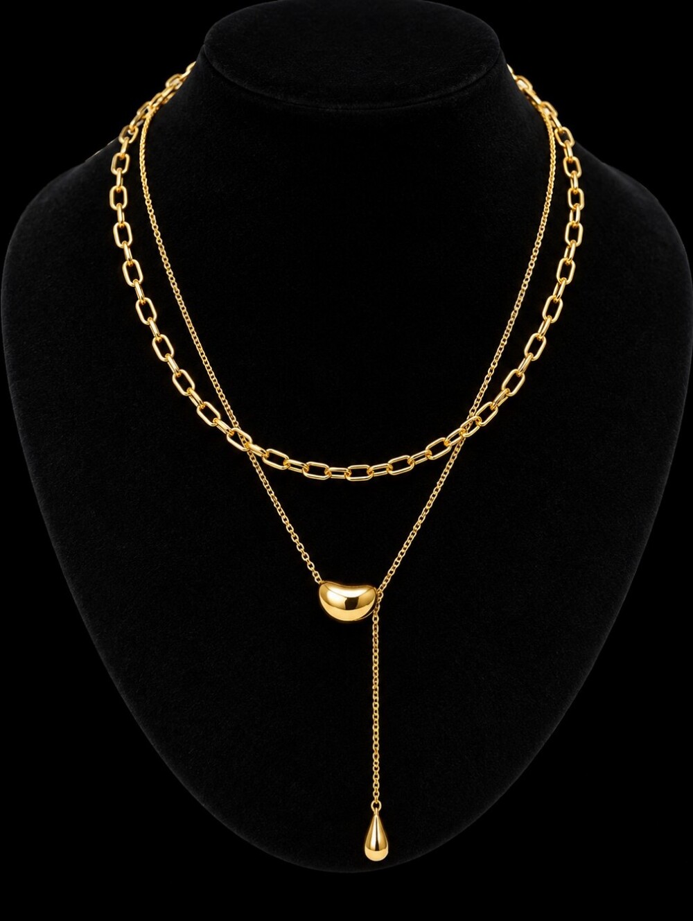 18kgp Gold Layered Double Chain Necklace with Pendant